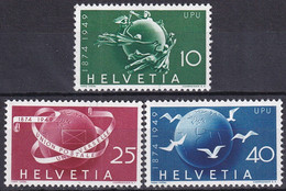 MiNr. 522 - 524 Schweiz1949, 16. Mai. 75 Jahre Weltpostverein (UPU) - Postfrisch/**/MNH - Unused Stamps