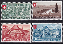 MiNr. 460 - 463 Schweiz1945, 15. Juni. „Pro Patria“: Berufe (I); Landhäuser (I) - Postfrisch/**/MNH - Neufs