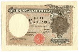 25 LIRE BANCA D'ITALIA AQUILA CON BANDIERA SABAUDA 22/01/1919 QSPL - Regno D'Italia – Other