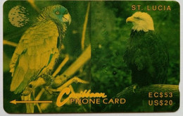 Saint Lucia Cable And Wireless 14CSLE  EC$53 / US$20 " Bald Eagle And Amazon Parrot " - Sainte Lucie