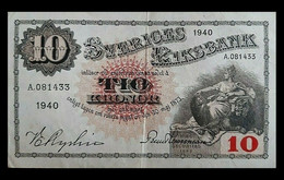 # # # Ältere Banknote Schweden (Sweden) 10 Kronen 1940 # # # - Svezia