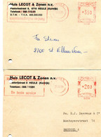 1969/73 2 Kaarten Van Huis LECOT & Zonen NV Heule Kortrijk - Stempel Heule 3.50 Fr + 2 Fr  - Ref 147 - 1960-1979