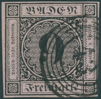 BADEN 4a O, 1851, 9 Kr. Schwarz Auf Altrosa, Voll-breitrandig, Pracht, Gepr. Brettl, Mi. (200.-) - Altri & Non Classificati