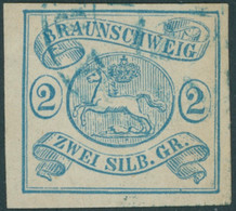 BRAUNSCHWEIG 2 O, 1852, 2 Sgr. Lebhaftpreußischblau, Blauer K2 WOLFENBÜTTEL, Pracht, Fotobefund Lange, Mi. 350.- - Brunswick