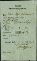 SCHLESWIG-HOLSTEIN ITZEHOE, Ortsdruck Auf Hellblauem Fahrpost Einlieferungsschein (1855), Zur Versendung Nach Wilster, P - Prephilately