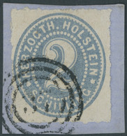 SCHLESWIG-HOLSTEIN 21 BrfStk, 1865, 2 S. Mittelgrauultramarin Mit Nummernstempel 37 (KORSØR), Prachtbriefstück, (Marke Z - Schleswig-Holstein
