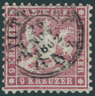 WÜRTTEMBERG 24 O, 1862, 9 Kr. Lilarot, Kleiner Eckbug Sonst Pracht, Gepr. Bühler (voll Signiert), Mi. 900.- - Other & Unclassified