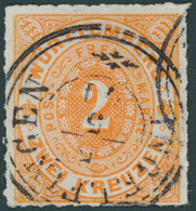 WÜRTTEMBERG 37b O, 1869, 2 Kr. Tieforange, K3 INGELFINGEN, Pracht, Gepr. Thoma, Mi. 300.- - Other & Unclassified