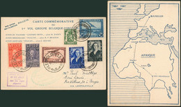 Affranhc. Mixte (B / Congo) Sur Carte Commémorative Du 1er Vol Groupe Belgique - Congo > Bruges / Carte - Storia Postale