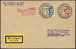 KATAPULTPOST 10.5.1931, Mit Luftpost Zum Dampfer Europa Befördert, Luftpostbrief Von Leipzig In Die USA, Pracht - Covers & Documents