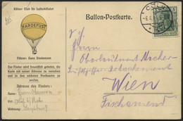 BALLON-FAHRTEN 1897-1916 5.4.1914, Kölner Club Für Luftschiffahrt, Abwurf Vom Ballon HARDEFUST, Postaufgabe In Cöln Am 6 - Airships