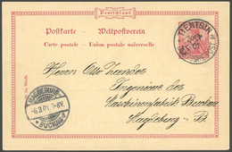 DP CHINA P 9 BRIEF, Petschili: 1901, 10 Pf. Reichspost - Ganzsachenkarte Mit Seltenem Stempel TIENTSIN A 20.1.01 (echt U - China (offices)