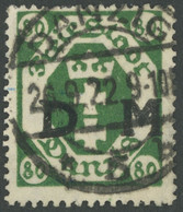 DIENSTMARKEN D 16 O, 1922, 80 Pf. Dunkelgrün, Zeitgerechte Entwertung, Im Oberrand Einige Verkürzte Zahnspitzen Sonst Pr - Other & Unclassified