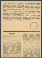FELDPOST II. WK BELEGE 1943/44, Luftangriff-Straßenschadenliste: Als Englisches Dünndruck Leporello Propagandablatt Zur  - Occupation 1938-45
