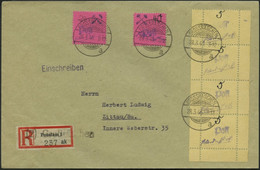 GROSSRÄSCHEN 3S BRIEF, 1946, 5 Pf. Gebührenmarke Aus Streifen Im Senkrechten Viererstreifen Mit Mi.Nr. 9 Und 11 Auf Eins - Private & Local Mails