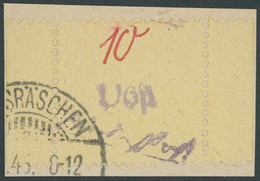 GROSSRÄSCHEN 6S BrfStk, 1946, 10 Pf. Gebührenmarke Aus Streifen Auf Briefstück, Stempeldatum Nicht Lesbar, Pracht, Mi. 4 - Other & Unclassified
