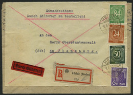 ALLIIERTE BES. 925,32,36,44 BRIEF, 1947, 24,50,84 Und 6 Pf. Auf Doppelt Verwendetem Eil-Einschreibbrief Von HEIDE (HOLST - Other & Unclassified