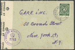 ALLIIERTE BES. 932 BRIEF, 1946, 50 Pf. Schwärzlichgraugrün Auf Brief Mit Zensur Nach New York, Pracht - Other & Unclassified