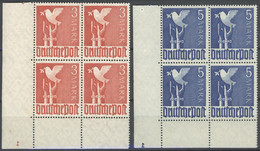 ALLIIERTE BES. 961/2Pl **, 1947, 3 Und 5 M. Taube, Je Im Unteren Linken Eckrandviererblock Mit Plattennummer 1, Postfris - Other & Unclassified