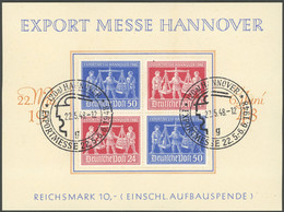 ALLIIERTE BES. VZd 1 BrfStk, 1948, Exportmesse Im Viererblock Auf Schmuckblatt, Dabei Plattenfehler 970I MESSF, Ersttags - Other & Unclassified