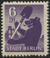 BERLIN UND BRANDENBURG 2Bb **, 1945, 6 Pf. Dunkelgrauviolett, Durchstochen, Pracht, Kurzbefund Ströh, Mi. 600.- - Other & Unclassified