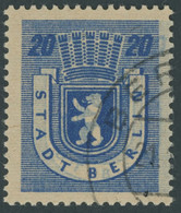 BERLIN UND BRANDENBURG 6wazDD O, 1945, 20 Pf. Lebhaftblau, Graurosa Papier, Doppeldruck, Stempel Nicht Bestimmbar, Prach - Other & Unclassified