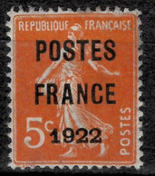France Precancels 1922 ☀ 5c Orange ☀ MH * - Nuovi