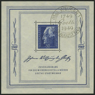 ALLGEMEINE-AUSGABEN Bl. 6 O, 1949, Block Goethe, Sonderstempel WEIMAR, Pracht, Mi. 300.- - Other & Unclassified