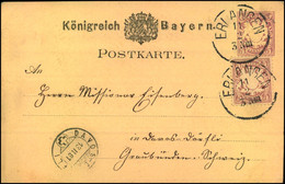 1881, 5 Pfg. Wappen-Ganzsachenkarte  Mit Bild-  Und Wertgleicher Zusatzfrankatur Ab ERLANGEN In DSchweiz- - Briefe U. Dokumente