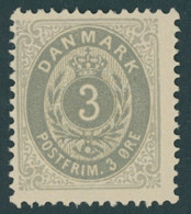 DÄNEMARK 22IYAa *, 1875, 3 Ø Mattultramarin/grau, Falzrest, Pracht, Mi. 140.- - Other & Unclassified