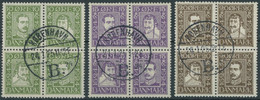 DÄNEMARK 131-42 VB O, 1924, 300 Jahre Dänische Post, 3 Viererblocks, Prachtsatz, Mi. 110.- - Other & Unclassified