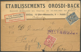 LOTS 1902, Briefvorderseite Mit R-Zettel Vom Auslande über Bp. 23 Strassburg (Els.) Mit 10 Und 20 C. (Firmenlochung), St - Other & Unclassified