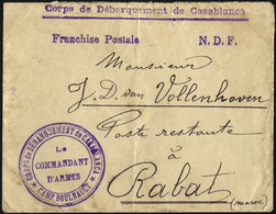 FRANZ.POST IN MAROKKO 1911, Feldpostbrief Von Casablanca Nach Rabatt Mit Violettem Militärstempel Und L1 FRANCHISE POSTA - Other & Unclassified