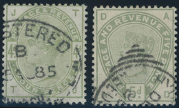 GROSSBRITANNIEN 77/8 O, 1884, 4 P. Und 5 P. Dunkelgraugrün, 2 Prachtwerte, Mi. 320.- - Gebruikt