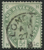 GROSSBRITANNIEN 78 O, 1884, 5 P. Dunkelgraugrün, Pracht, Mi. 160.- - Gebruikt