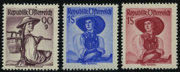 ÖSTERREICH 909-11 **, 1948-50, 90 G. - 1 S. Trachten, 3 Prachtwerte, Mi. 185.- - Other & Unclassified