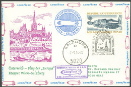 SONDERFLÜGE 1974, Luftschiff Europa, Etappe Wien-Salzburg, Dekorativer Brief Vom GOOD YEAR Österreich-Besuch, Pracht - Otros & Sin Clasificación