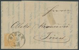 UNGARN 1a BRIEF, 1871, 2 K. Orange, K1 SISAK Auf Prachtbrief Nach Triest, Fotoattest Bühler - Other & Unclassified