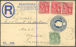 LEEWARD-INSELN 1926, 2 Pence Reco Ganzsachenumschlag Mit 4 Marken Zusatzfrankatur Virgin-Islands Von TORTOLA über New Yo - Leeward  Islands