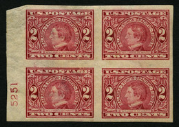 USA 176B VB *,** , Scott 371, 1909, 2 C. Alaska-Yukon-Pacific-Ausstellung, Ungezähnt, Im Viererblock Mit Plattennummer,  - Unused Stamps