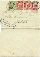 BELGIQUE - COB 56+74 SIMPLE CERCLE DOUR SUR ENTIER CARTE LETTRE 10C GROSSE BARBE PAR EXPRES, 1906 - Altri & Non Classificati