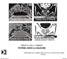 FRANCE / EPREUVE DES 4 TIMBRES TUNNEL SOUS LA MANCHE 1994 - Sin Clasificación