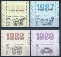 FRANCE - YT N°2411**- 2429** - 2526** - 2578** - JOURNEE DU TIMBRE 1986/1989 Avec VIGNETTE ATTENANTE Dentelée 4 Cotés - Unused Stamps
