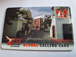 BERMUDA  $10 $ IN RED   -  BERMUDA  STREET SCENE       PREPAID CARD  Fine USED  TBI TELEBERMUDA INTERNATIONAL **10274** - Bermuda