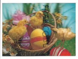 CPSM 3 D. Easter Eggs And Chicks / Poussins Et œufs De Pâques - Cartes Stéréoscopiques