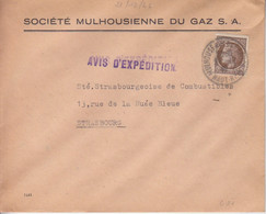 Lettre Avis D'Expédition à Entête (Société Du Gaz) Obl. Mulhouse R. De France Le 21/12/46 Sur N° 681 2f50 Brun Mazelin - 1945-47 Ceres De Mazelin