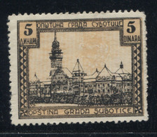 Kingdom Of Yugoslavia 1923 , Subotica, Local Administrative Stamp, Revenue, Tax Stamp 5d - Service