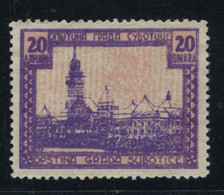 Kingdom Of Yugoslavia 1923 , Subotica, Local Administrative Stamp, Revenue, Tax Stamp 20d - Servizio