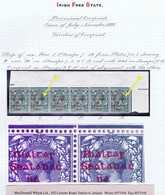 Ireland 1922 Thom Rialtas 5-line Red Ovpt 4d, Crner Strip Of 6 With "Wide Dac" Var Of R1/7 And R1/12 Mint - Unused Stamps