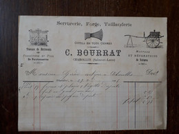 L24/277 Ancienne Facture . Charolles . Outils / Serrurerie ... C.Bourrat . 1896 - 1800 – 1899